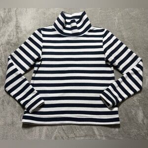 Dudley Stephens Vello Fleece Turtleneck Sweater Women’s S Navy Blue Stripes